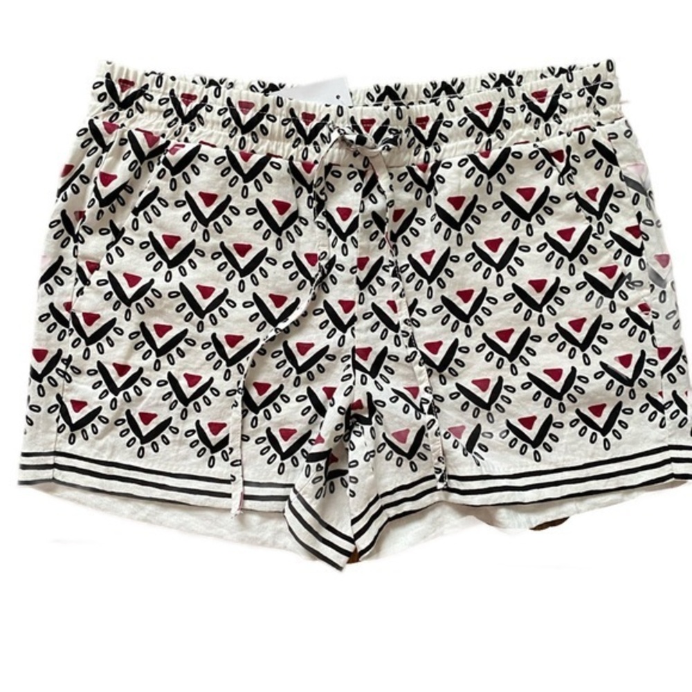 Loft Boho Linen Short - S white /black /red boho linen , NWT